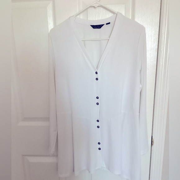 Susan Graver Liquid Knit Tunic Tops - Susan Graver Liquid Knit White Tunic Blouse